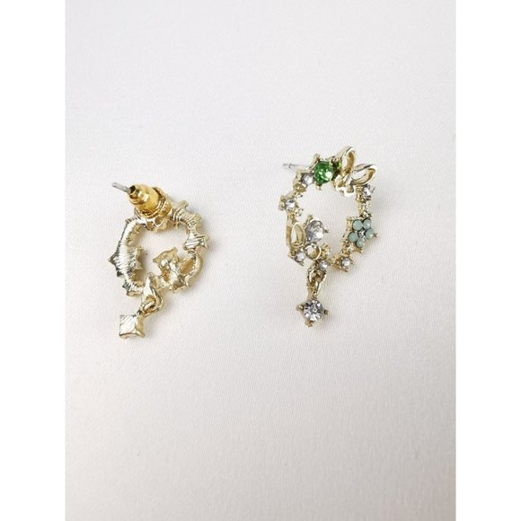 Brand New 14K Gold Plated Butterfly Flower Crystal Earrngs - Picture 8 of 8